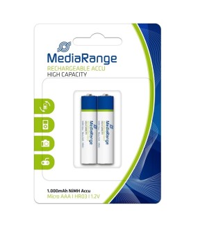MediaRange High Capacity Επαναφορτιζόμενες Μπαταρίες AAA HR03 1000mAh 1.2V 2τμχ