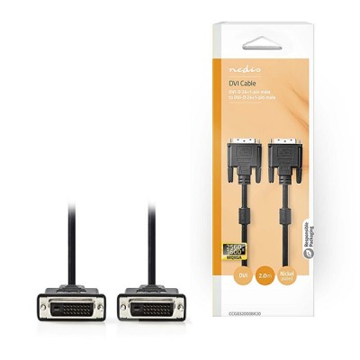 Nedis CCGP32001BK20 DVI Cable DVI-D 24+1 pin Male DVI-D 24+1-pin Male 2560x1600 Nickel Plated 2.00m Nedis CCGP32001BK20 DVI Cable DVI-D 24+1 pin Male DVI-D 24+1-pin Male 2560x1600 Nickel Plated 2.00m