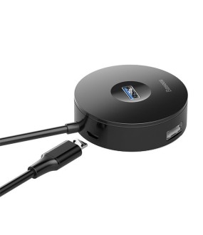Baseus Round Box USB 3.0 Hub 4 Θυρών με σύνδεση USB-A Μαύρο