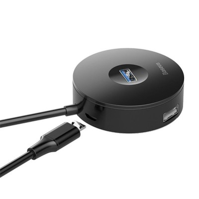 Baseus Round Box USB 3.0 Hub 4 Θυρών με σύνδεση USB-A Μαύρο