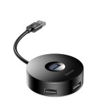 Baseus Round Box USB 3.0 Hub 4 Θυρών με σύνδεση USB-A Μαύρο