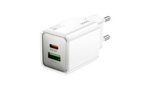 Hoco N46 Glorious PD20W+QC3.0 Φορτιστής 2 Θύρες, Λευκό Hoco N46 Glorious PD20W+QC3.0 Φορτιστής 2 Θύρες, Λευκό