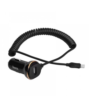 Hoco Φορτιστής Αυτοκινήτου Μαύρος Z14 3.4A USB μαζί με Καλώδιο lightning