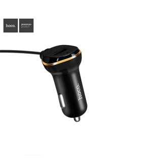 Hoco Φορτιστής Αυτοκινήτου Μαύρος Z14 3.4A USB μαζί με Καλώδιο lightning
