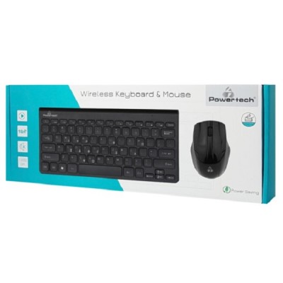 Σετ Πληκτρολόγιο-Ποντίκι Powertech Wireless Mini Μαύρο PT-940 1200 DPI