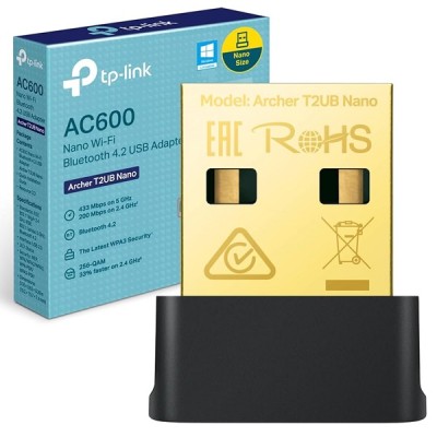 TP-LINK Nano Wi-Fi Bluetooth 4.2 USB Adapter Archer T2UB Nano, Ver. 1.0 TP-LINK Nano Wi-Fi Bluetooth 4.2 USB Adapter Archer T2UB Nano, Ver. 1.0