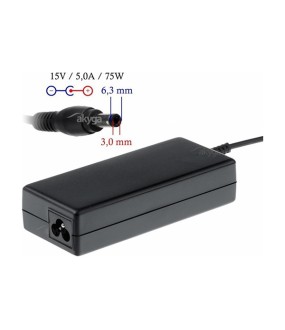 Τροφοδοτικό Laptop Akyga AK-ND-14 15V / 5A 75W Συμβατό με Toshiba Χωρις Καλώδιο Τροφοδοσίας