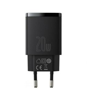 Φορτιστής Πρίζας Baseus CCXJ-B02 2port Usb-C,Usb 20W - Black Φορτιστής Πρίζας Baseus CCXJ-B02 2port Usb-C,Usb 20W - Black