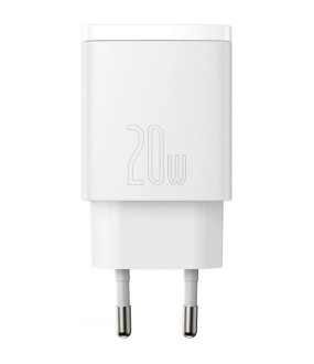 Φορτιστής Πρίζας Baseus CCXJ-B02 2port Usb-C,Usb 20W - White Φορτιστής Πρίζας Baseus CCXJ-B02 2port Usb-C,Usb 20W - White
