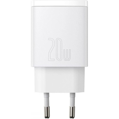 Φορτιστής Πρίζας Baseus CCXJ-B02 2port Usb-C,Usb 20W - White Φορτιστής Πρίζας Baseus CCXJ-B02 2port Usb-C,Usb 20W - White