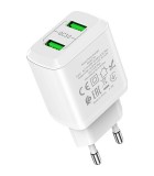 Hoco Φορτιστής Χωρίς Καλώδιο με 2 Θύρες USB-A 18W Quick Charge 3.0 Λευκός (N6 Charmer)