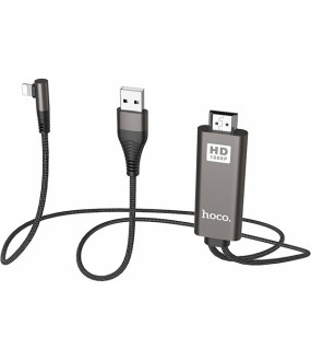 Hoco UA14 HDMI 1.3 Cable HDMI male - Lightning male / USB-A male 2m Μαύρο UA14