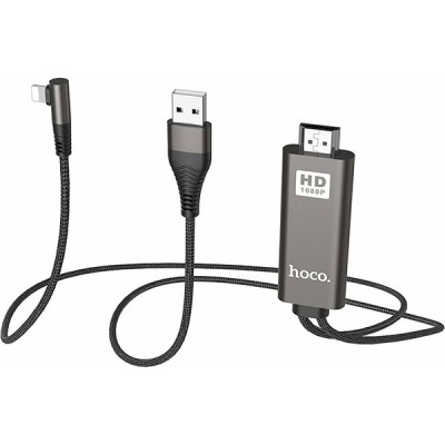 Hoco UA14 HDMI 1.3 Cable HDMI male - Lightning male / USB-A male 2m Μαύρο UA14