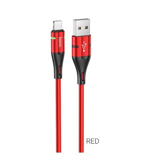 Hoco Braided / LED USB to Lightning Cable Κόκκινο 1.2m (U93)
