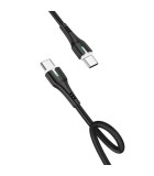 Hoco X45 Surplus Braided / LED USB 2.0 Cable USB-C male - USB-C male Black 1m (725608)