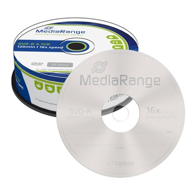 Mediarange DVD-R x 16 Slim Pack MR403 Cakebox 25pcs