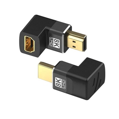 PT Adapter HDMI 2,1V Male to Female 90o Left Angled 8k 60 Hz Metal PT Adapter HDMI 2,1V Male to Female 90o Left Angled 8k 60 Hz Metal