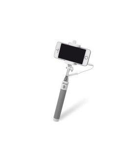 Mediarange Universal Selfie-Stick For Smartphones With Cable White/Grey